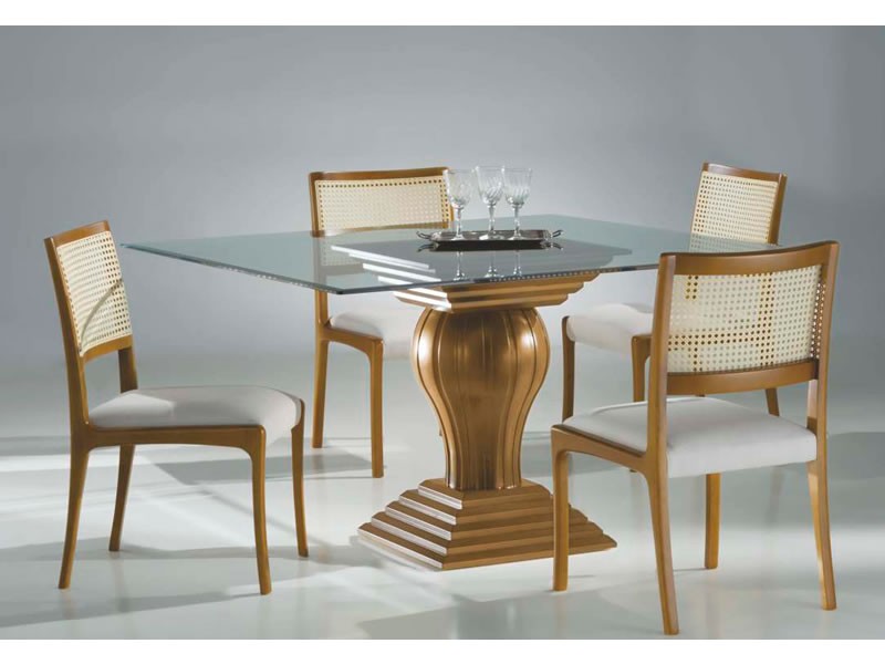 Conjunto de Mesa Madeira NR 1,20m com 4 Cadeiras Nair Imbuia